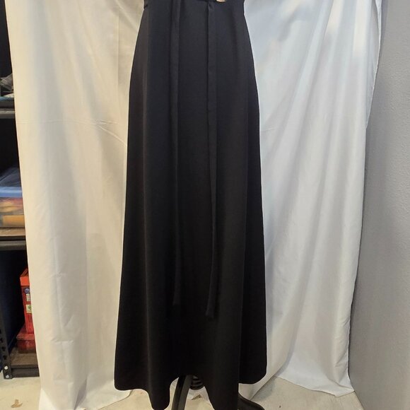 Vintage David Warren Dress Black & White Size 8 Strips Belt Zip - Picture 10 of 12